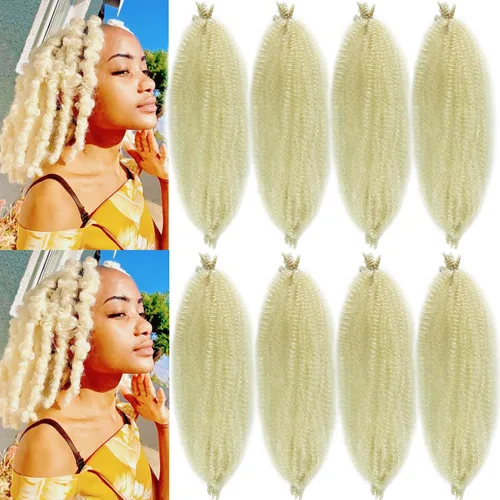 Vista 17 de Extensiones de cabello trenzado con resorte Marley Twist de 8 pulgadas, paquete de 8 para niños, cabello rizado y trenzado kinky, locs suaves