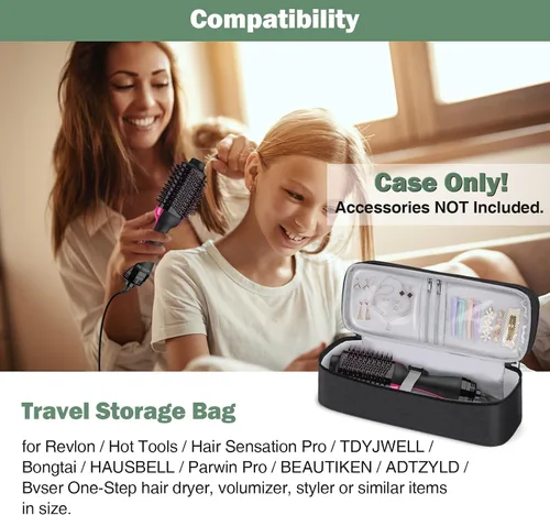 Vista 2 de SITHON Estuche de transporte de viaje de doble capa para Shark FlexStyle/SmoothStyle, bolsa organizadora de almacenamiento resistente al agua