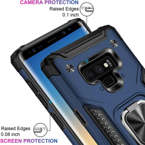 Vista 3 de IKAZZ Funda para Galaxy Note 9, TPU suave y flexible de doble capa y policarbonato duro, antideslizante, de cuerpo completo, resistente, funda Azul