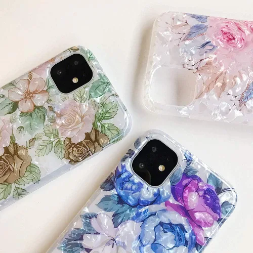 Vista 9 de Qokey Funda compatible con iPhone 11 de 6.1 pulgadas, diseño floral transparente para mujer con soporte de anillo giratorio de 360 grados, funda