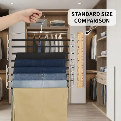 Vista 5 de USTECH Perchas de 8 niveles para pantalones (juego de 2) Percha de columpio de varios niveles con acolchado de espuma y brazo extraíble Perchas