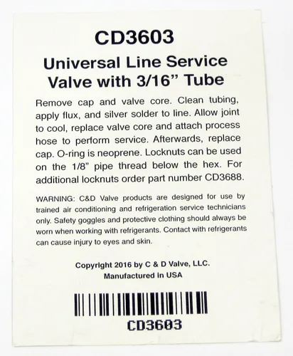 Vista 2 de C & D Cobre Válvula de Acceso cd3603 Pkg of 6 3/16" el tubo de cobre Extension W/1/4" Flare Cap