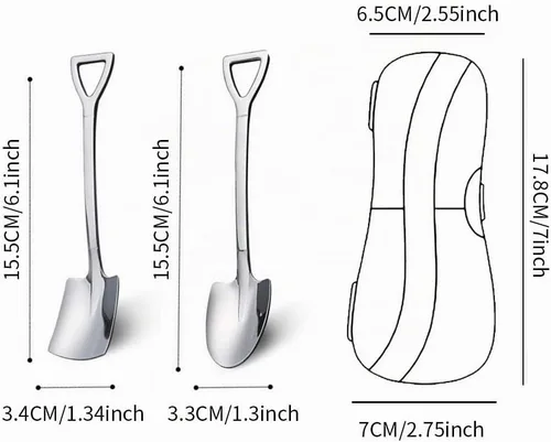 Vista 3 de Juego de cucharas de pala, 2 cucharas de postre de acero inoxidable SUS304, novedosas cucharas de helado, yogur, pastel, café, cóctel, juego