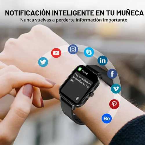 Vista 4 de Choiknbo Reloj inteligente con rastreador de fitness para teléfonos Android/iOS, pantalla táctil completa de 1.69 pulgadas con monitor de frecuencia