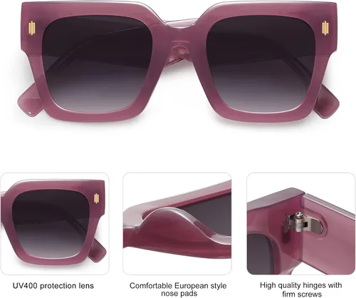 Vista 60 de SOJOS Gafas de sol cuadradas vintage de gran tamaño para mujer, estilo retro, de lujo, grandes, UV400 SJ2194