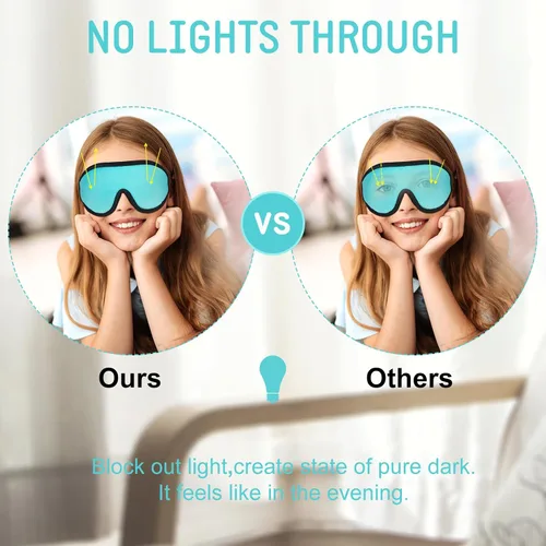 Vista 5 de 2 Piezas Máscara de Dormir 3D para Niños de Espuma Viscoelástica Contorneada para los Ojos, Cubierta de Ojos para Dormir de Viaje con Correa