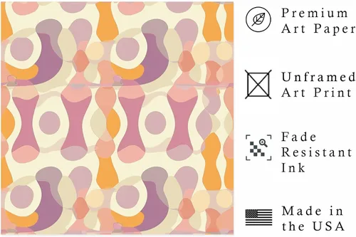 Vista 2 de Ethan Taylor Abstract Wall Art Prints Unframed Square Posters 'Retro 70s Hippie Groovy Pattern IX' Retro Home Décor for Living Room, Bedroom