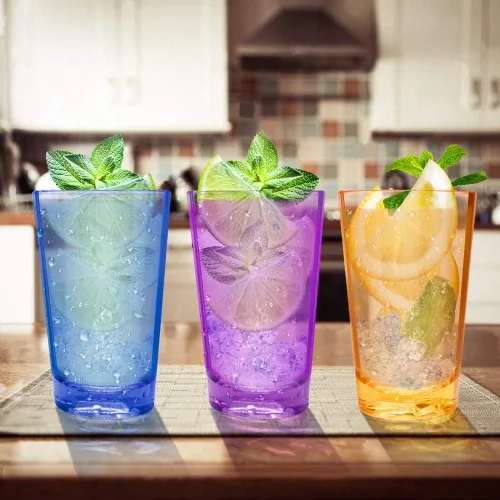 Vista 6 de Vasos irrompibles para beber, vasos de jugo de 5 onzas, vasos de plástico, juego de 6 en 3 colores surtidos