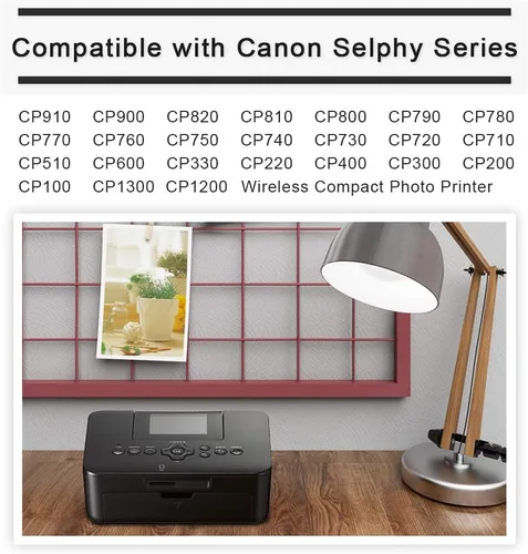 Vista 4 de Pristar 4 Pack de cartuchos de tinta compatibles con Canon Selphy, reemplazo para KP-108IN KP108, cartucho de tinta a color para Canon Selphy