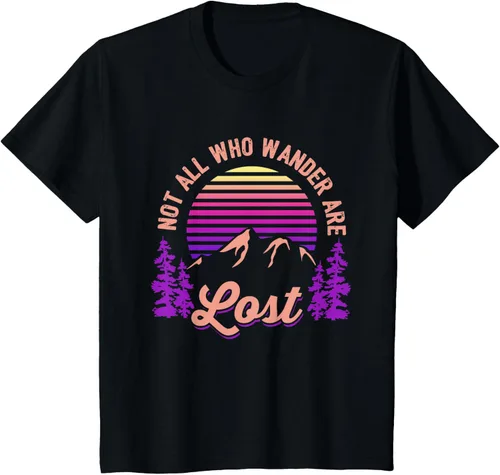 Vista 79 de Not All Who Wander Are Lost Vintage Mountains - Camiseta de senderismo, Negro, S