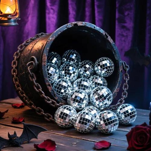 Vista 2 de 17 Piezas de Decoración de Bola de Discoteca: Bolas de Discoteca Colgantes de Espejo de Tamaño Variado Mini y Grande - Adornos de Navidad Plateados
