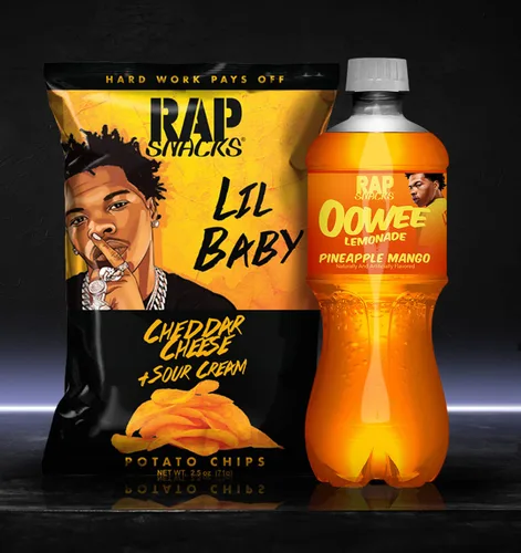 Vista 7 de Rap Snacks Lil Baby - Queso cheddar + papas fritas de crema agria, bolsas de 2.5 onzas, paquete de 6