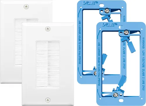 Vista 13 de VCE Placa de pared de cepillo con soporte, inserto de paso de cable, cubierta de pared decorativa de una sola banda para cables de bajo voltaje