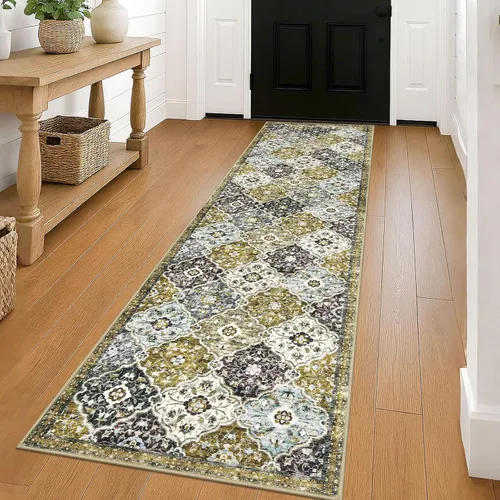 Vista 27 de KILOCOCO Alfombra marroquí pequeña, de 2 x 3 pies, color negro/dorado, súper suave, lavable, para interiores, vintage, lavable, antideslizante