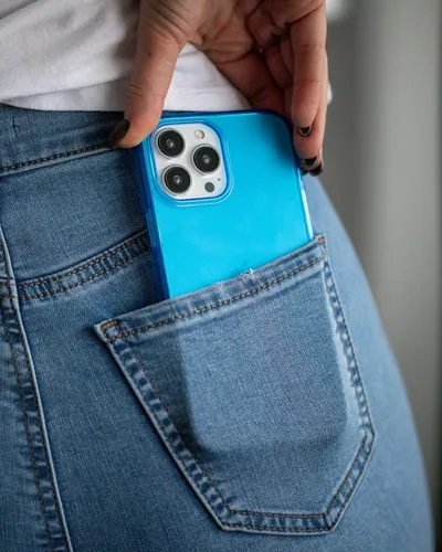 Vista 7 de FELONY - Funda para iPhone 15 Pro, funda transparente de color azul neón Azul claro neón