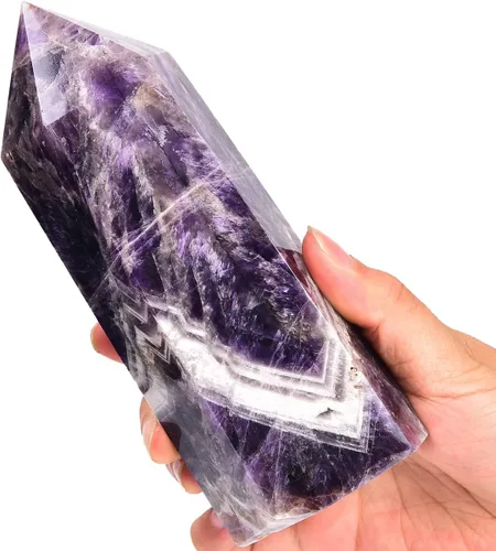Vista 18 de Torre Obelisco de Piedra de Sangre de África Grande Varita de Punta de Cristal Curativo Natural de 6 Facetas Reiki Meditación Decoración del Hogar
