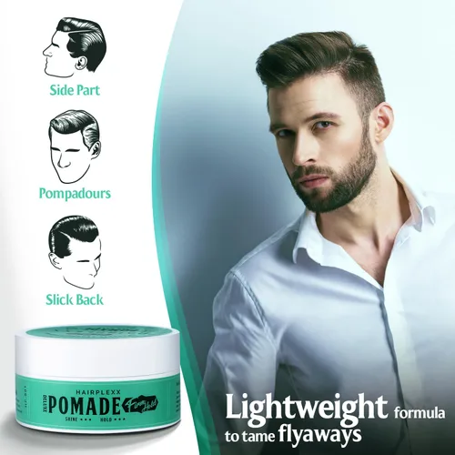 Vista 2 de Hairplexx Pomada para hombres y mujeres – Fuerte sujeción, bajo brillo, no grasa, sin escamas – Control de bordes y domador Flyaway, espalda