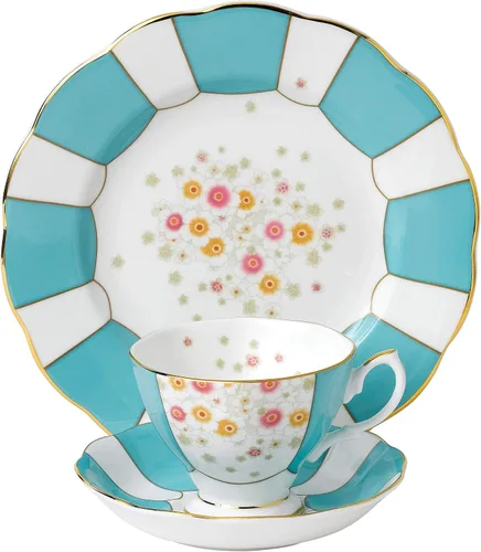Vista 21 de Royal Albert 100 años 1990 - Juego de 3 piezas (taza de té, platillo y plato de 8")