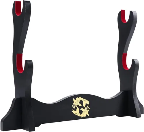Vista 12 de Soporte de espada de terciopelo japonés acolchado Katana Stand Samurai Display Rack Soporte Todo Tanto Espada yin y Yang 1 Nivel