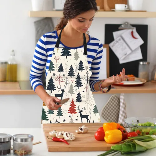 Vista 3 de Delantal de cocina para el hogar, cocina, horneado, jardinería, para mujeres y hombres, con bolsillos, impermeable, 32 x 28 pulgadas