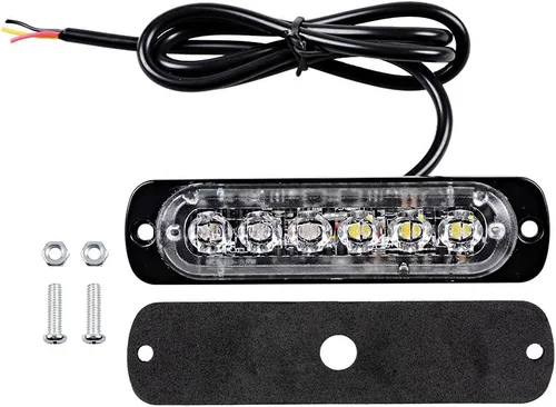 Vista 5 de Barra de luz estroboscópica Universal muy delgada de 6 LED, color ámbar / blanco, Modo de 16 parpadeos, luz de Advertencia para camionetas, autos