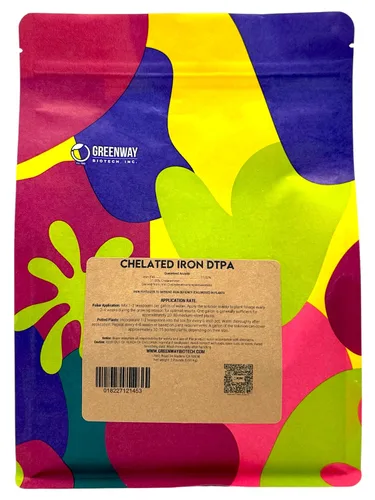 Vista 10 de Greenway Biotech, Inc. Hierro quelado DTPA 11% – para suelos alcalinos (pH 4.0-7.5) – Fertilizante 100% soluble en agua para cítricos, césped e