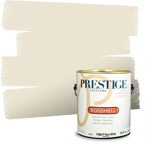 Vista 213 de PRESTIGE Pinturas de pintura exterior e imprimación en uno, 1 galón, plano, combinación comparable de Benjamin Moore* Manzanilla*