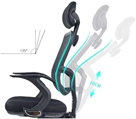 Vista 3 de Silla elevadora para computadora, asiento para el hogar, silla de oficina, silla de juegos, silla de oficina con respaldo reclinable (A)