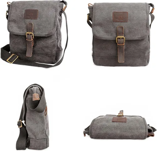 Vista 3 de Bolsa de mensajero de lona pequeña bolsa cruzada casual viaje herramientas de trabajo bolsa de hombro bolsa de mano teléfono teléfono antirrobo