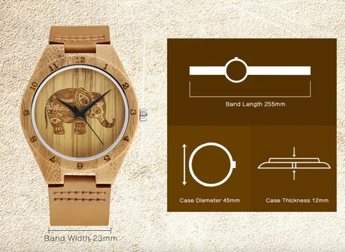 Vista 3 de MW Watches Reloj de madera elefante mujer cuero genuino, Classic