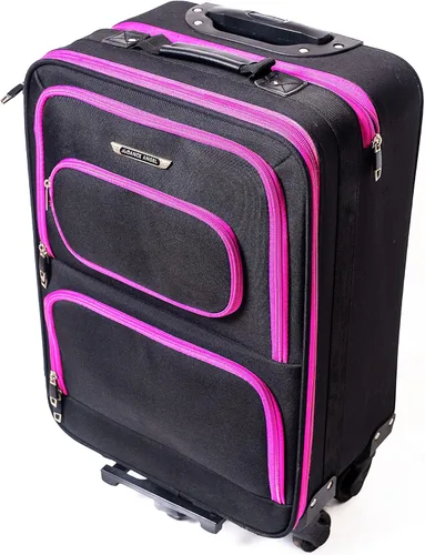Vista 2 de The Dance Angel Maleta de mano "Neon Classical" rosa y negro (bolsa de baile con estante para disfraz)