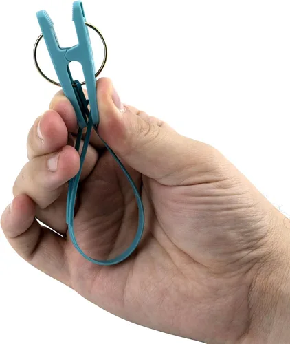 Vista 7 de Paquete de 24 alfileres de ropa con cuerda de plástico para tendedero, ganchos de secado multicolor para ropa, ganchos resistentes al viento