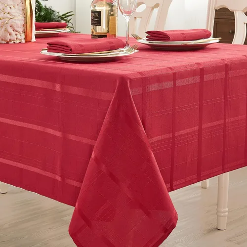 Vista 7 de Mantel rectangular de jacquard a cuadros, impermeable, lavable, mantel de tela sólida para uso en interiores o exteriores