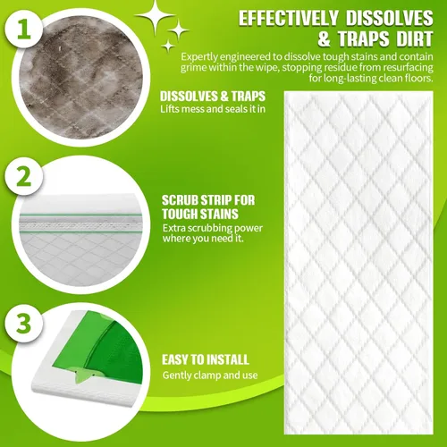 Vista 2 de 48 unidades de repuesto de almohadillas húmedas resistentes compatibles con trapeador Swiffer, paños desechables para limpieza de suelos