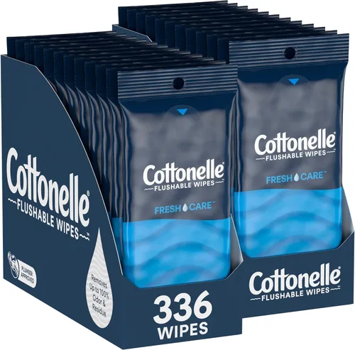Vista 4 de Cottonelle Fresh Care Toallitas Biodegradables, Paquete de Viaje, 12 Paquetes de Viaje de 10 Paños Cada Uno (120 Unidades)