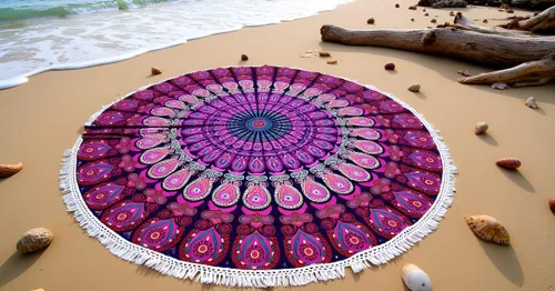 Vista 12 de Tapiz redondo de mandala indio, manta de playa, mantel de algodón gitano hippie bohemio, toalla de playa, esterilla de yoga