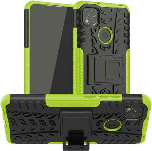 Vista 2 de Asuwish Funda de teléfono para Xiaomi Redmi 9C/10A con protector de pantalla de vidrio templado y soporte delgado, híbrida, resistente, cubierta