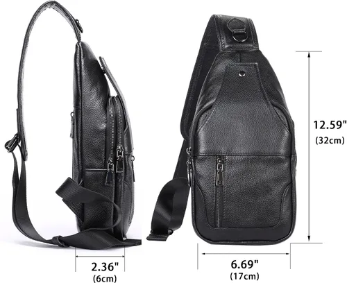 Vista 191 de LUKZIJAES Bolso bandolera de cuero genuino para hombre