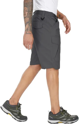 Vista 5 de NAVEKULL Pantalones cortos tácticos para hombre, camuflaje al aire libre, senderismo, Rip Stop militar, cargo