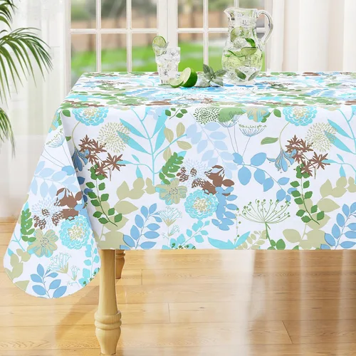 Vista 8 de misaya Mantel rectangular de vinilo impermeable, mantel lavable con reverso de franela, mantel de plástico para cena, picnic, interior y exterior