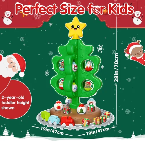 Vista 7 de maysida Árbol de Navidad Mini para Bebés, Juguetes Educativos de Plástico Coloridos, Marionetas de Dedo de Muñeco de Nieve/Alce/Papá Noel para Niños