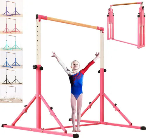 Vista 9 de MARFULA Adjustable 5 Ft Folding Gymnastics Kip Bar for Kids Ages 3-18 Negro