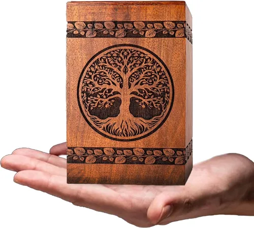 Vista 10 de Urnas de madera del árbol de la vida para cenizas humanas, hombre adulto, urnas de madera, urna de cremación, urna para cenizas humanas y mujeres