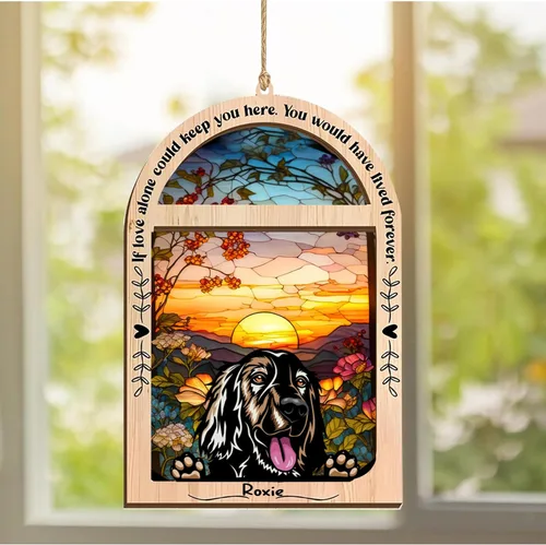 Vista 302 de LOVELYPOD Adorno de Navidad personalizado de sabueso afgano, atrapasoles con nombre, regalos de pérdida de mascotas, regalos para amantes