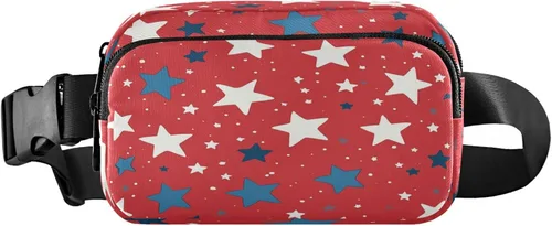 Vista 22 de Riñonera con patrón de lunares rojos y blancos para mujeres y hombres, cangurera pequeña, bolsa cruzada para exteriores, senderismo, correr, viajes