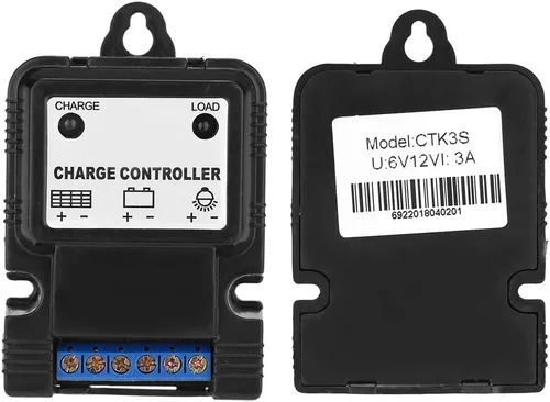 Vista 4 de Nikou Controlador de carga solar, 6V/12V 3A controlador solar PWM, controladores de panel solar con indicador LED, regulador inteligente de energía