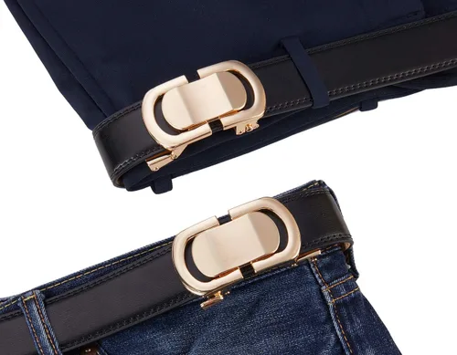 Vista 5 de Tonywell Cinturón de diseñador de cuero para hombre con hebilla de clic, ajuste exacto