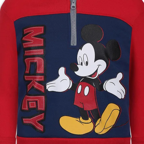Vista 3 de Disney Sudadera con capucha de Mickey Mouse con media cremallera para niño, negrorojoazul