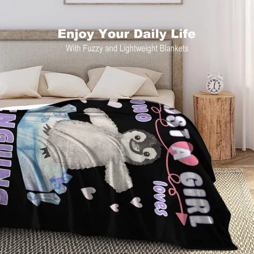 Vista 6 de Manta de pingüino para regalo, 40 x 30 pulgadas, bonita manta para niños, niñas y niños, manta negra suave y mullida para regazo y silla