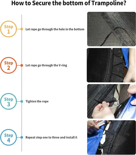 Vista 6 de Cliselda Trampoline Replacement Safety Net for 6 Straight Poles Round Frame Trampolines, Breathable and Weather-Resistant, with Adjustable Straps
